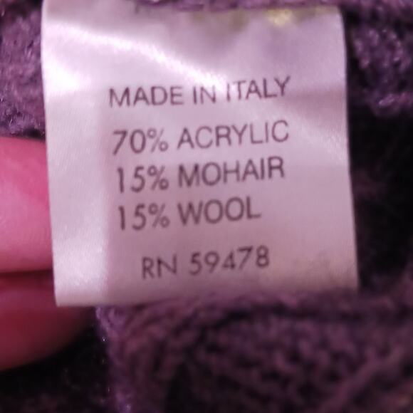 Elisabetta purple cable knit Made in Italy mohair blend ruffle cardigan.… - Picture 6 of 7